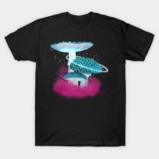 Blue Space Mushrooms, Pink Cloud T-Shirt